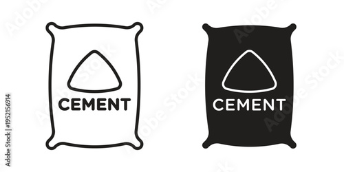 Cement icon clipart symbol isolated on white background. Flat and stroke designs.