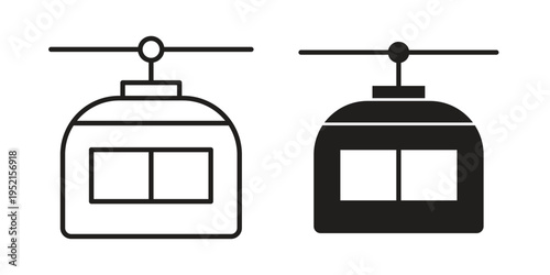 Chairlift icon clipart symbol isolated on white background. Flat and stroke designs.