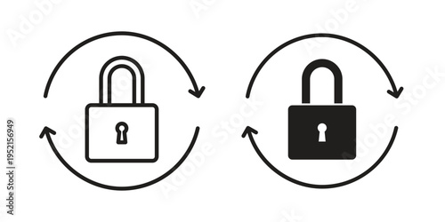 Change Password icon clipart symbol isolated on white background. Flat and stroke designs.