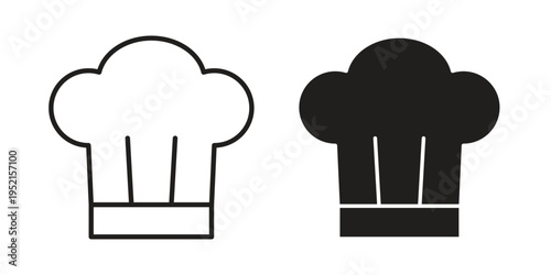 Chef hat icon clipart symbol isolated on white background. Flat and stroke designs.