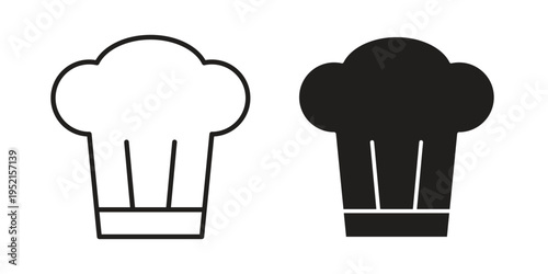 Chef hat icon clipart symbol isolated on white background. Flat and stroke designs.
