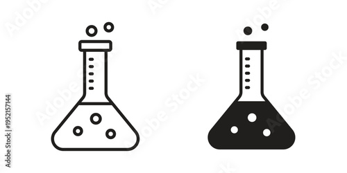 Chemical icon clipart symbol isolated on white background. Flat and stroke designs.