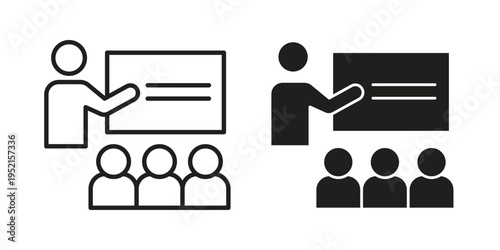 Classroom icon clipart symbol isolated on white background. Flat and stroke designs.