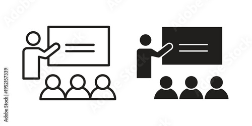 Classroom icon clipart symbol isolated on white background. Flat and stroke designs.