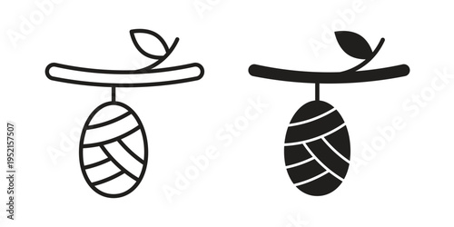 Cocoon icon clipart symbol isolated on white background. Flat and stroke designs.