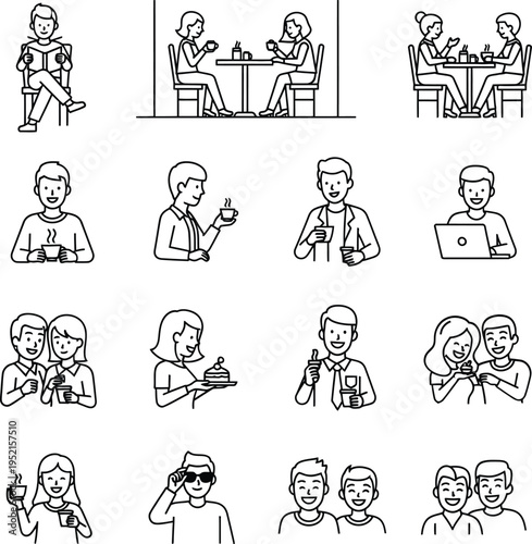 Illustrations of people in various professional and social interactions