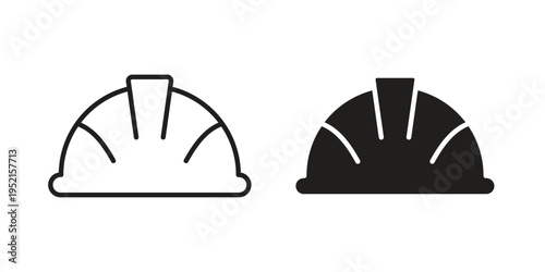 Construction safety helmet icon clipart symbol isolated on white background. Flat and stroke designs.
