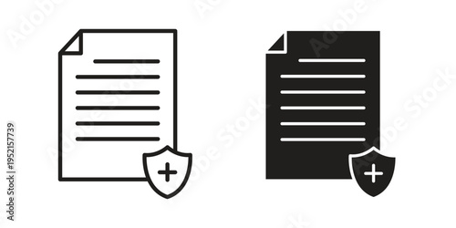 Contract coverage icon clipart symbol isolated on white background. Flat and stroke designs.