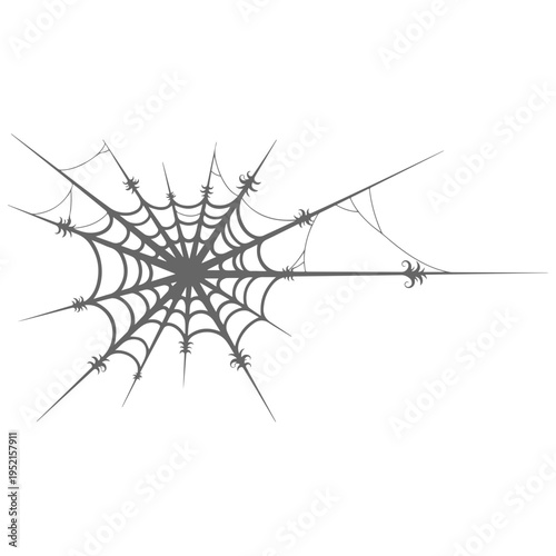 Realistic spider web vector illustration set isolated on transparent background. Creepy cobweb corner decoration for Halloween design, spooky gothic gothic aesthetic, hand-drawn net pattern graphic.