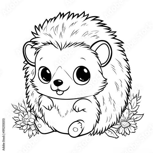 A cute hedgehog coloring page.