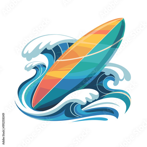 Surfboard gracefully rides the crest of a wave.