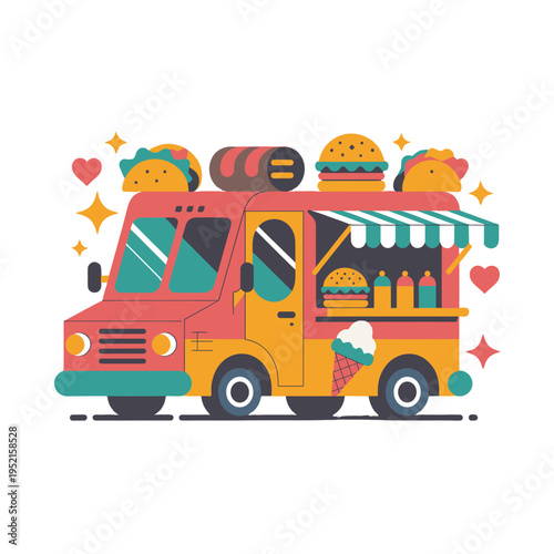 A vibrant food truck with tasty offerings.