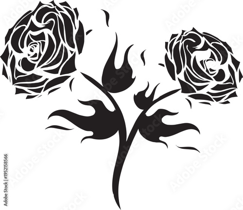 トライバル風のおしゃれな薔薇のタトゥー/イラスト挿絵