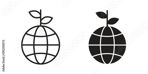 Environment icon clipart symbol isolated on white background. Flat and stroke designs.