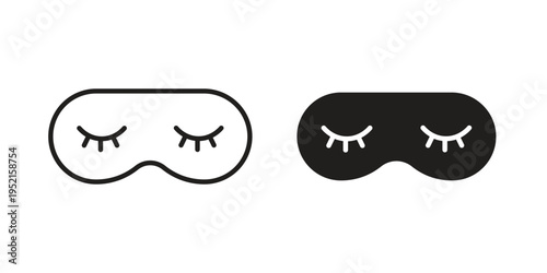 Eye mask icon clipart symbol isolated on white background. Flat and stroke designs.