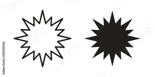 Explosion icon clipart symbol isolated on white background. Flat and stroke designs.