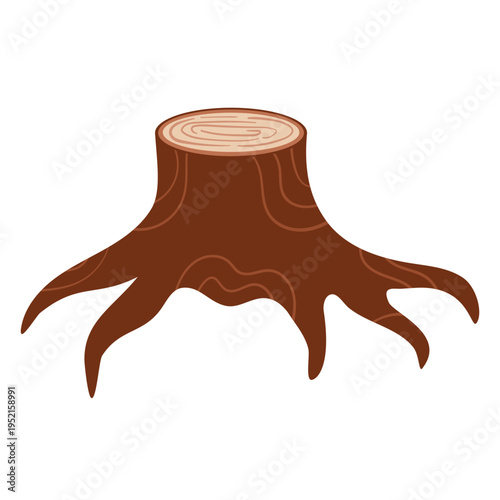 stump icon. cut tree base. forestry clearing process. woodland logging area