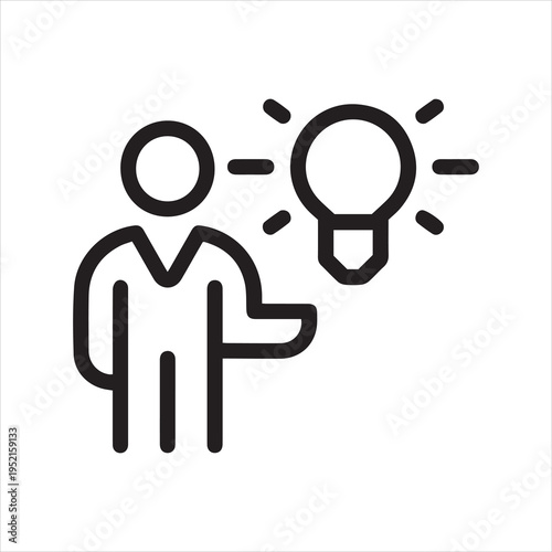 Creative idea, innovation solution, fact, tip, outline icon. Line sign glowing light bulb in hands. Vector isolated pictograms for web and app on white background editable stroke.