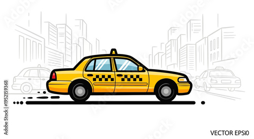 Yellow taxi cab city street vector illustration