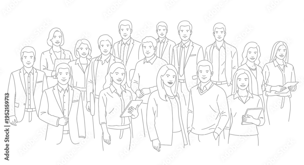 Naklejka premium A Diverse Group of Professionals Standing Together in a Formal Setting