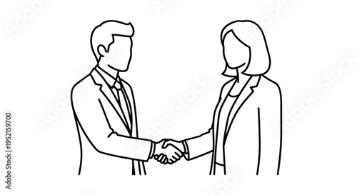 Illustration of two people shaking hands, representing a business agreement or partnership