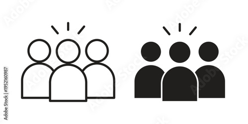 Community icon in black and white. clipart and line style icons