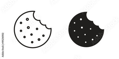 Cookie icon in black and white. clipart and line style icons
