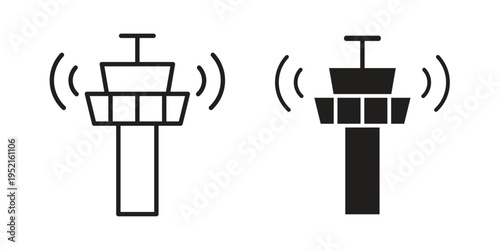 Control Tower icon in black and white. clipart and line style icons