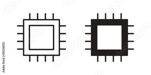 CPU icon in black and white. clipart and line style icons