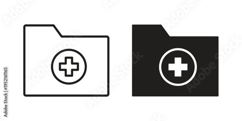 Create folder icon in black and white. clipart and line style icons