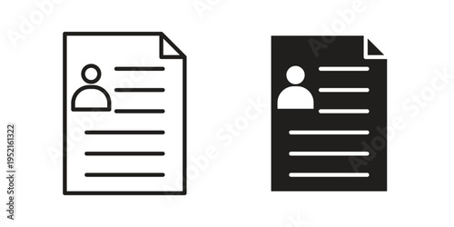 CV icon in black and white. clipart and line style icons