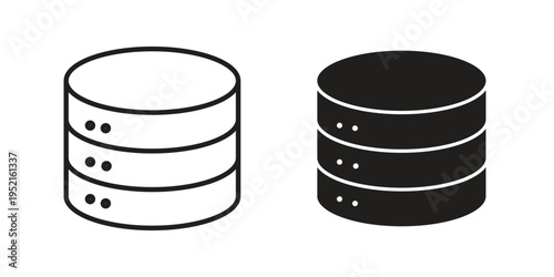 Database icon in black and white. clipart and line style icons