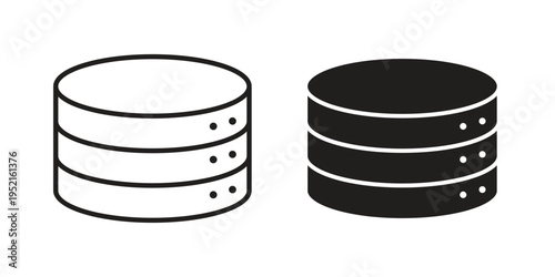 Database icon in black and white. clipart and line style icons
