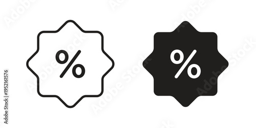 Discount icon in black and white. clipart and line style icons