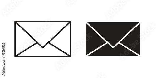 Envelope icon in black and white. clipart and line style icons
