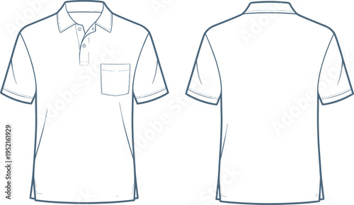 Polo shirt front and back technical fashion flat vector illustration