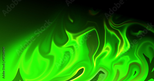 Neon Green Flame Abstract Fire Wave Background Dark Digital Art Glowing Energy Texture