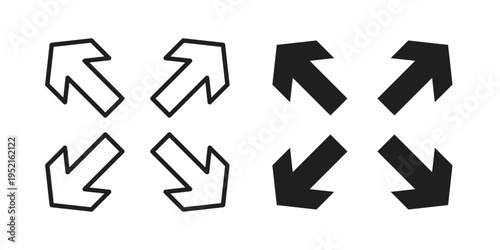 Expand icon in black and white. clipart and line style icons