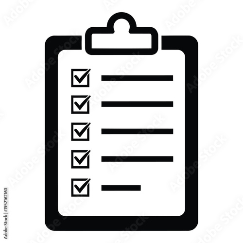 Clipboard with checklist and checkboxes marked  office supply icon icon