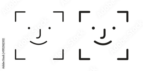 Face id icon in black and white. clipart and line style icons