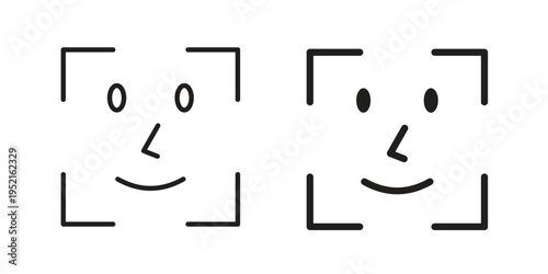 Face id icon in black and white. clipart and line style icons