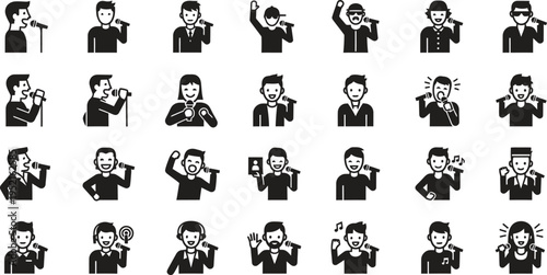 Singers and performers icons set