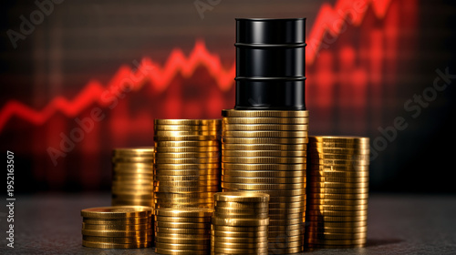 Oil Barrel and Stacked Coin...