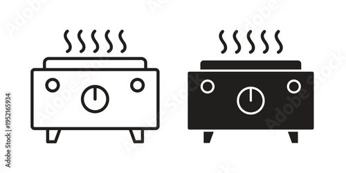 Electric hot plate icon set, logo vector eps10