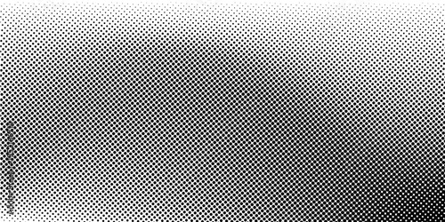 Grunge halftone gradient background. Faded grit noise texture. White and black sand wallpaper. Retro pixelated backdrop. Anime or manga style comic overlay. Vector graphic design textured template