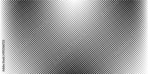 Grunge halftone gradient background. Faded grit noise texture. White and black sand wallpaper. Retro pixelated backdrop. Anime or manga style comic overlay. Vector graphic design textured template