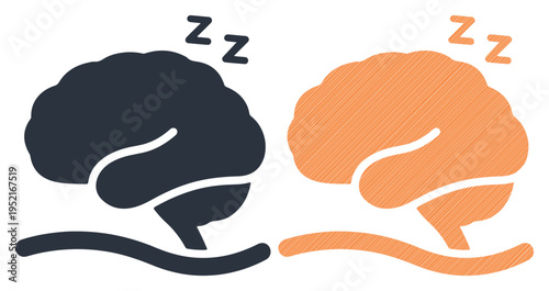 Two stylized brains resting peacefully, symbolizing sleep and brain health.