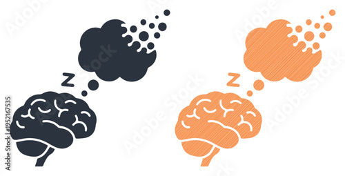 Illustration of a brain dreaming and thinking abstract concepts