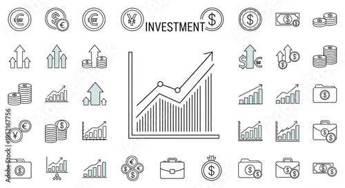 Business Investment Growth Finance Icons.