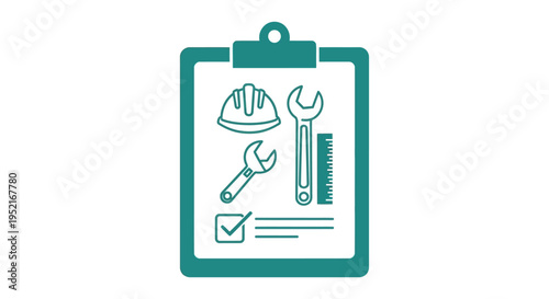 Construction tools on a clipboard.